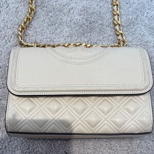Tory Burch Cream Quilted Crossbody Bag